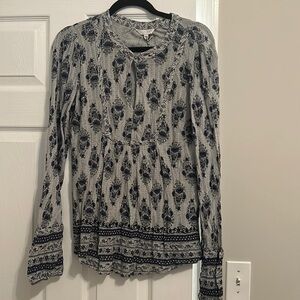 Long sleeve lucky brand blouse 2 tone blue
